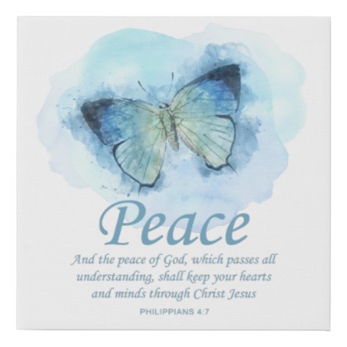 Womens Christian Bible Verse Butterfly Peace Faux Canvas Print
