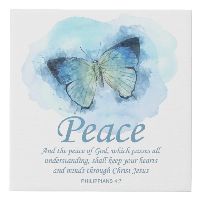 Women's Christian Bible Verse Butterfly: Peace Faux Canvas Print (Front)