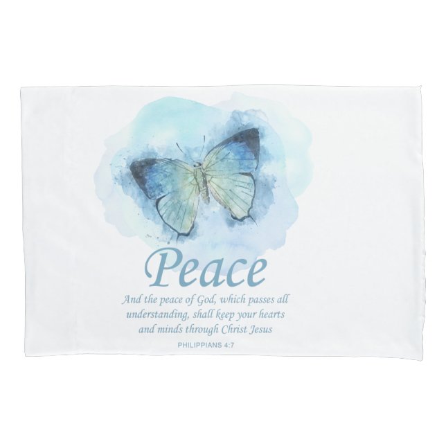 Women's Christian Bible Verse Butterfly: Peace Pillow Case (Front)