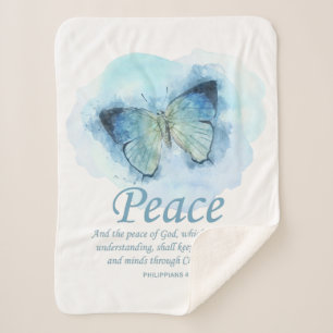 Women's Christian Bible Verse Butterfly: Peace Sherpa Blanket