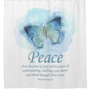 Women's Christian Bible Verse Butterfly: Peace Shower Curtain