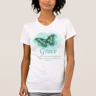 Womens Christian Butterfly Verse: Grace T-Shirt