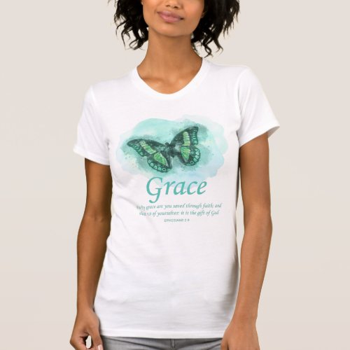 Womens Christian Butterfly Verse Grace T_Shirt