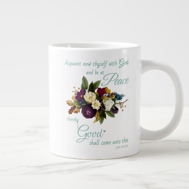 Womens Christian Floral Bible Verse Peace and Good Giant Coffee Mug (Right)