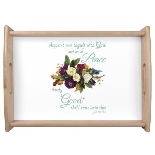 Womens Christian Floral Bible Verse Peace and Good Serving Tray