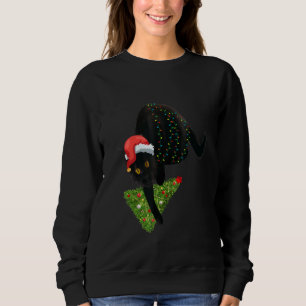 Women's Christmas Black Cat Xmas Tree  1 Sweatshirt