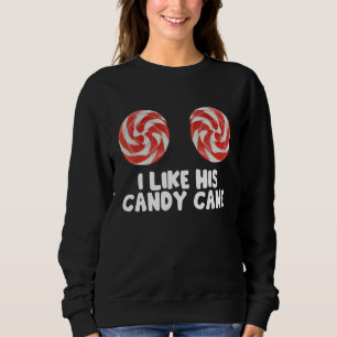 Womens  Christmas Candy Cane Xmas Couples Matching Sweatshirt