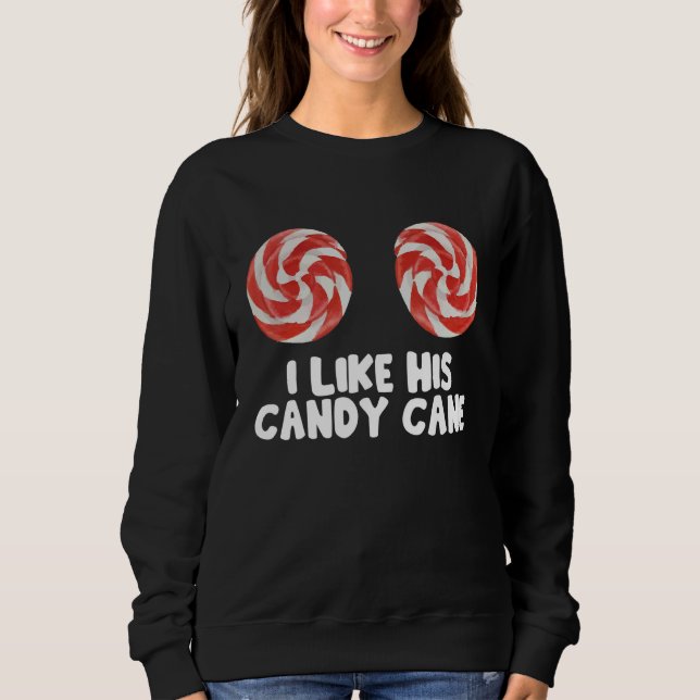 Womens  Christmas Candy Cane Xmas Couples Matching Sweatshirt (Front)