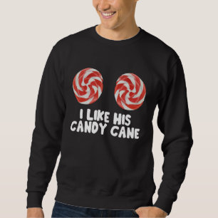 Womens Christmas Candy Cane Xmas Couples Matching Sweatshirt