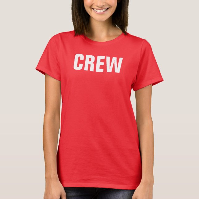  Womens Christmas Crew Team Staff Member Red White T-Shirt (Front)