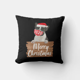 Womens Christmas Dog Gift Boston Terrier 2020 Mask Throw Pillow