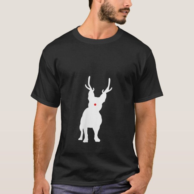 Womens Christmas French Bulldog Reindeer Frenchie  T-Shirt (Front)
