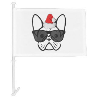 Womens Christmas Frenchie Dog Face Cool Xmas Car Flag