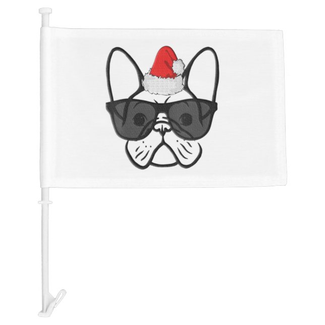 Womens Christmas Frenchie Dog Face Cool Xmas Car Flag (Front)