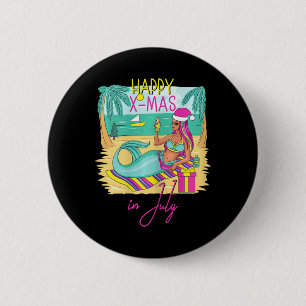 Womens Christmas In July Xmas Gift Tree Mermaid Sw Button