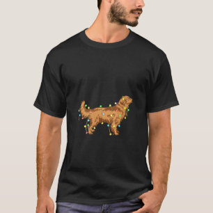 Womens Christmas Lights Golden Retriever Dog Lover T-Shirt