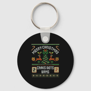 Womens Christmas Mahjong Ugly Sweater White Elepha Keychain