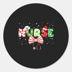 Womens Christmas Nurse Stethoscope Xmas Coquette B Classic Round Sticker