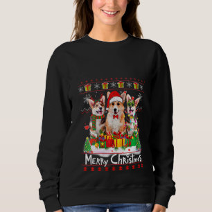 Womens Christmas Pajama Corgi Tree Xmas Ugly Chris Sweatshirt