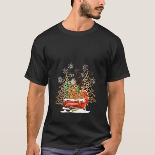 Womens Christmas Pajama Trees Plaid Leopard Family T_Shirt