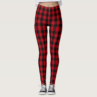 Women's Christmas Red/Black Plaid Leggings