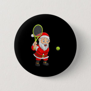 Womens Christmas Santa Playing Tennis Xmas Funny S Button