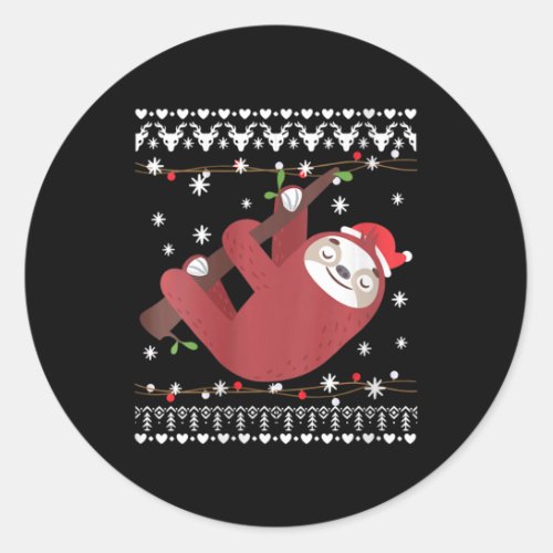 Womens Christmas Sloth In Santa Hat Ugly Christmas Classic Round Sticker