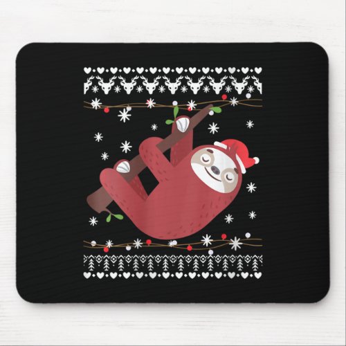 Womens Christmas Sloth In Santa Hat Ugly Christmas Mouse Pad