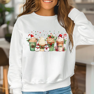 Women's Christmas Snowman Coffee Christmas Sweatshirt