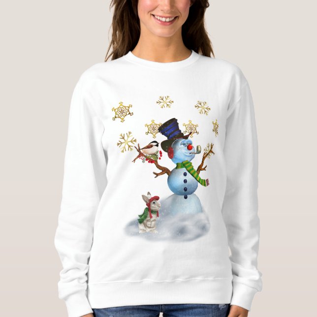 Women's Christmas Sweatshirt with Snowman (Front)