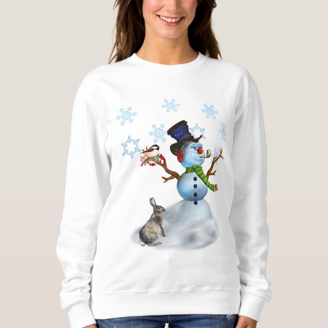 Women's Christmas Sweatshirt with Snowman (Front)