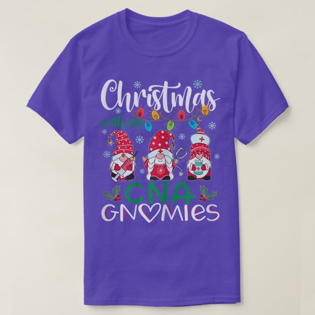 Womens Christmas With My CNA Gnomies Nurse Stethos T-Shirt (Design Front)