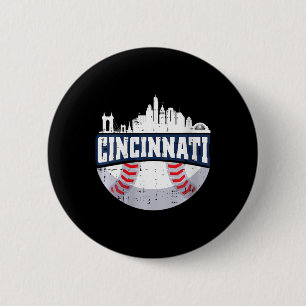 Womens Cincinnati Baseball Skyline Ohio Baseball P Button