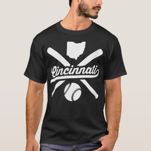 Womens Cincinnati Baseball Vintage Ohio Pride Red  T_Shirt