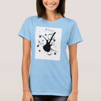 Women's Circle Top White Guitar And Music Notes by AlchemyInfinite at Zazzle