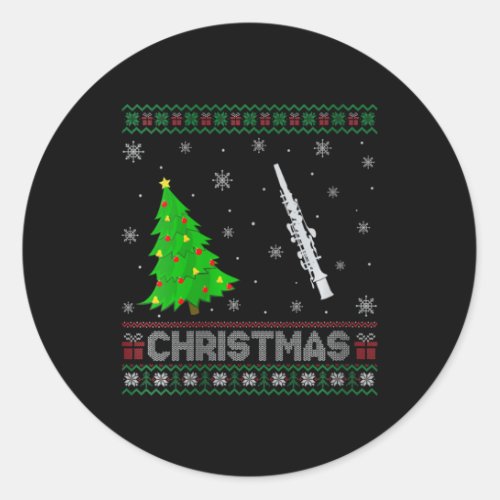 Womens Clarinet Xmas Tree Lighting Ugly Christmas  Classic Round Sticker