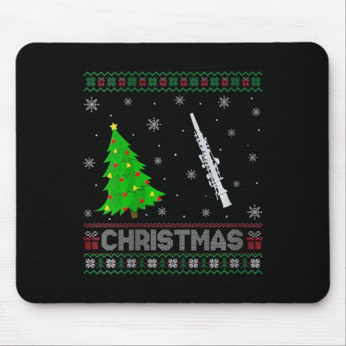 Womens Clarinet Xmas Tree Lighting Ugly Christmas  Mouse Pad