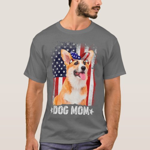 Womens Classic Corgi Dog Mom Usa Flag Mothers Day T_Shirt