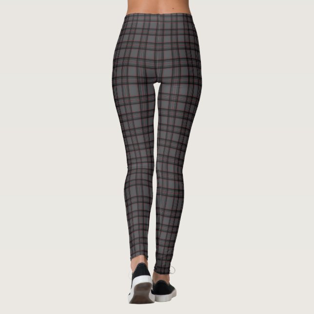 Women's Classic Gray Plaid Leggings Pants (Back)