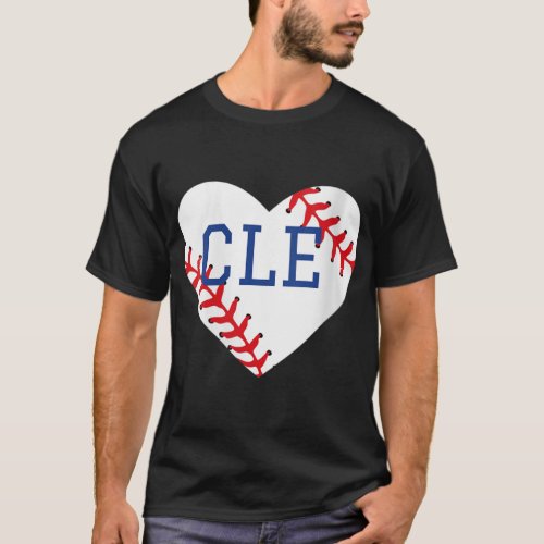 Womens Cleveland Ohio Baseball Love Heart CLE Gift T_Shirt