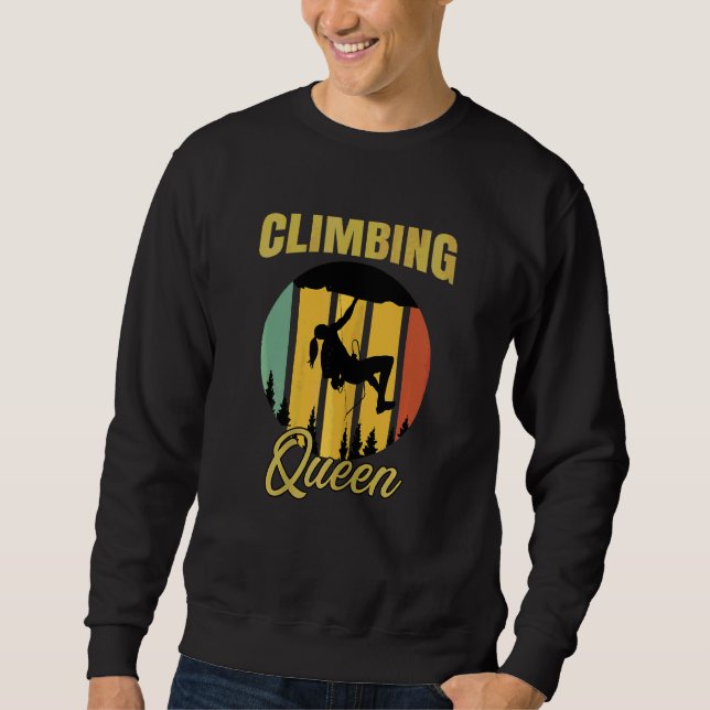 Womens Climbing Queen Retro Boulder Rocks Boulderi Sweatshirt (Front)
