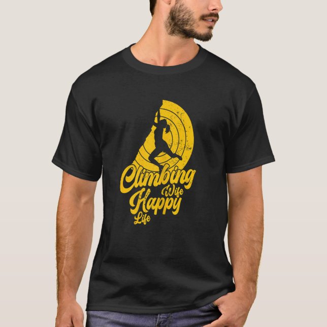 Womens Climbing Wife Happy Life Free Climbing Boul T-Shirt (Front)