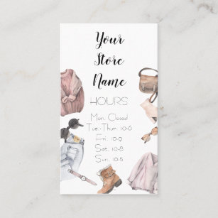 Womens Clothing Boutique Store Hours Business Card