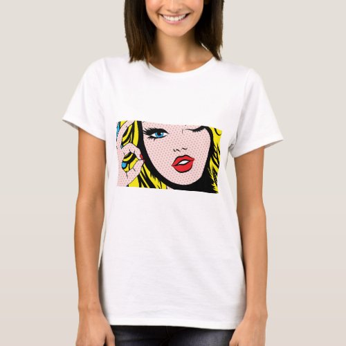 Womens Clothing _ Comic Girl O_K Pop Art T_Shirt