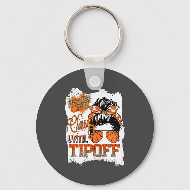 Womens Cly Until Tip-off Funny Quote Basketball Me Keychain (Front)