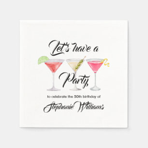 Women's cocktail summer 50th birthday party napkins