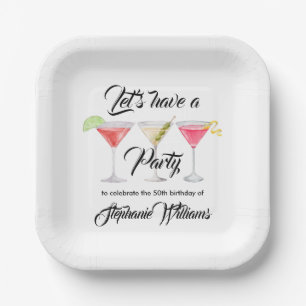 Women's cocktail summer 50th birthday party paper plates