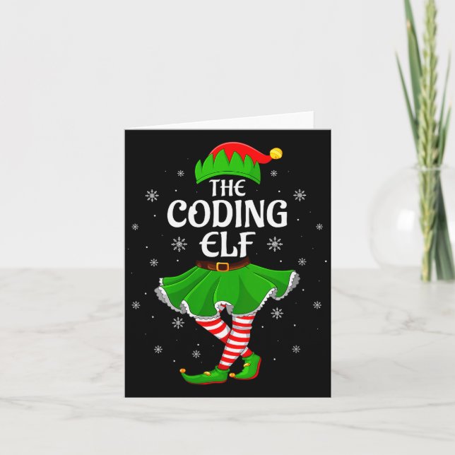 Womens Coding Elf Christmas Family Girls Women Elf Card (Front)