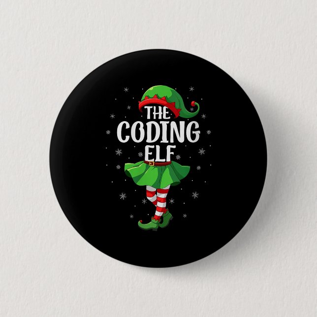 Womens Coding Elf Christmas Girls Women Elf Squad  Button (Front)