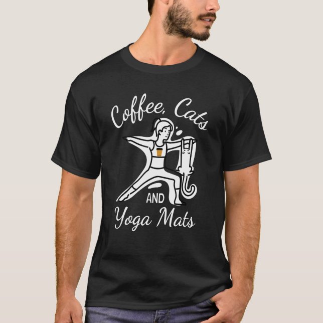 Womens Coffee Cats & Yoga Mats Nameowste Yoga Cat  T-Shirt (Front)